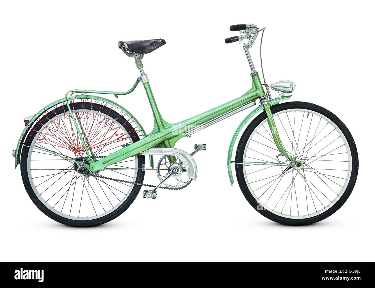 Kreuzrahmen - Fahrrad (cross frame), Uberlingen, Germany, 1952, side view, drive side.  Number of gears: 0 Wheel size: 26' Special features: frame construction is patent Stock Photo