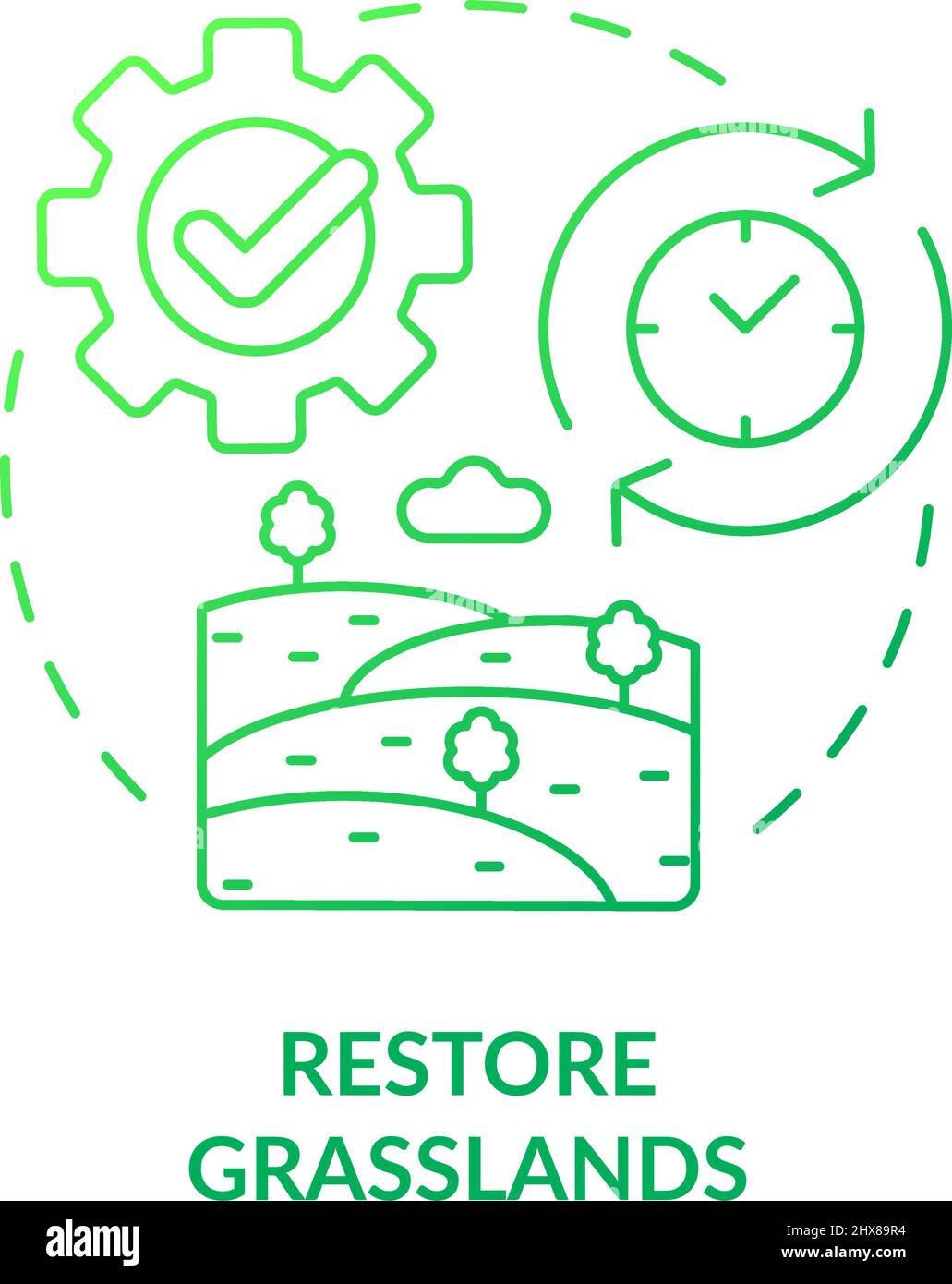 Restore grasslands green gradient concept icon Stock Vector