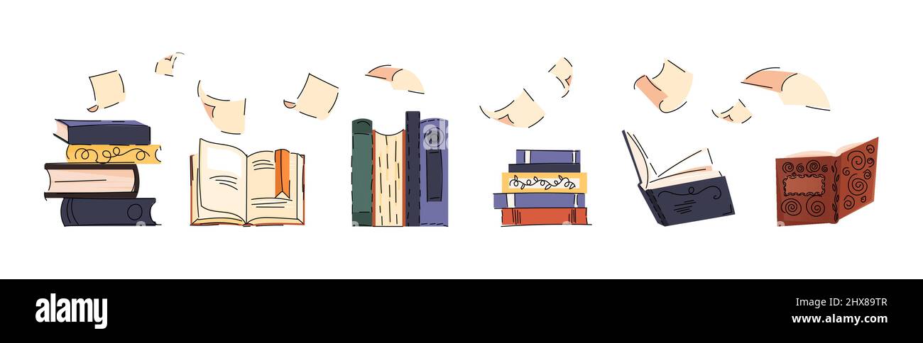 Set of books Stock Vector Image & Art - Alamy