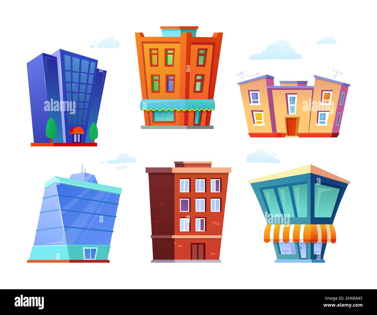 City buildings - modern flat design style object set Stock Vector Image ...