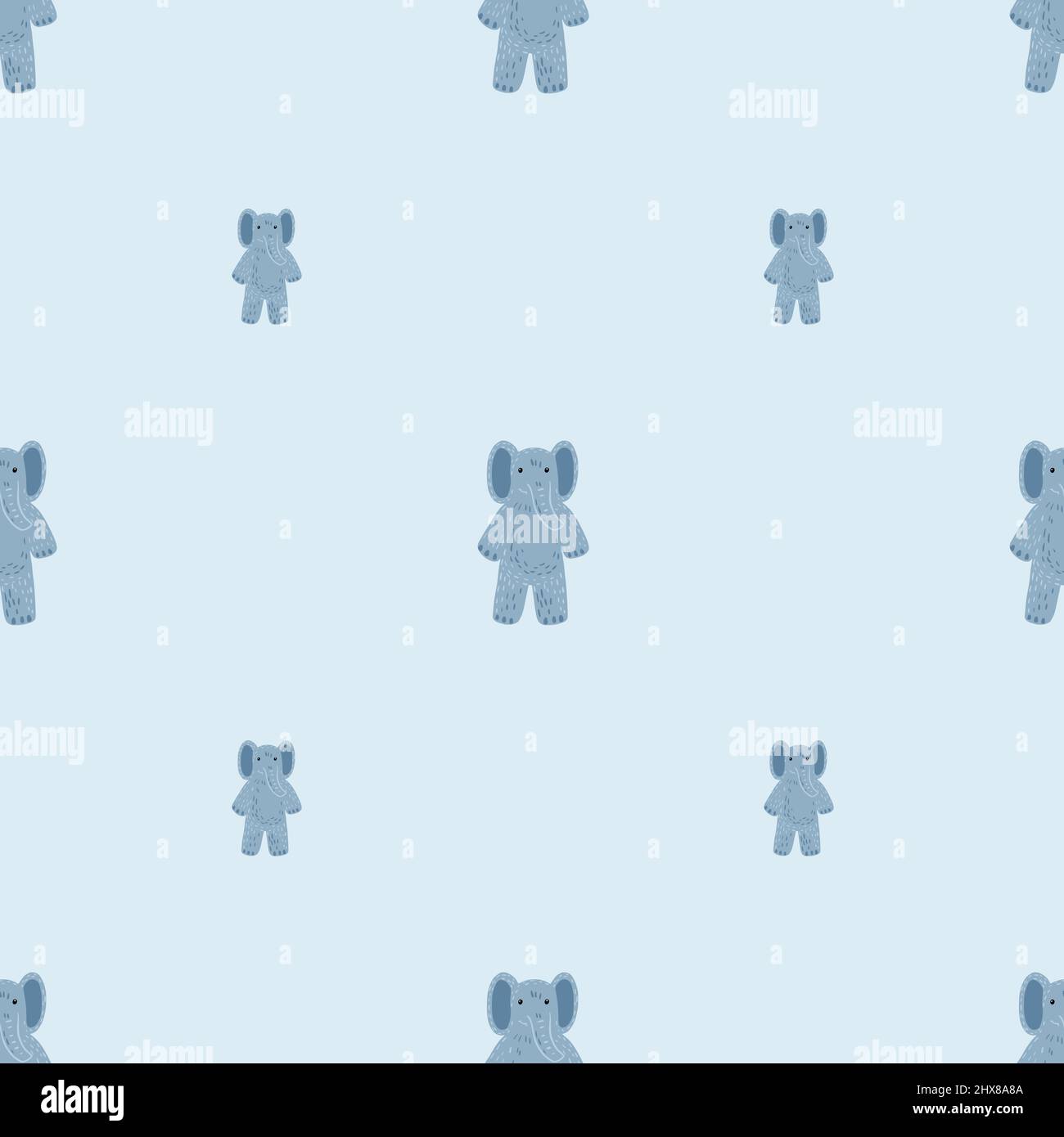 Cute elephant toy seamless pattern. Funny child playthings in doodle ...