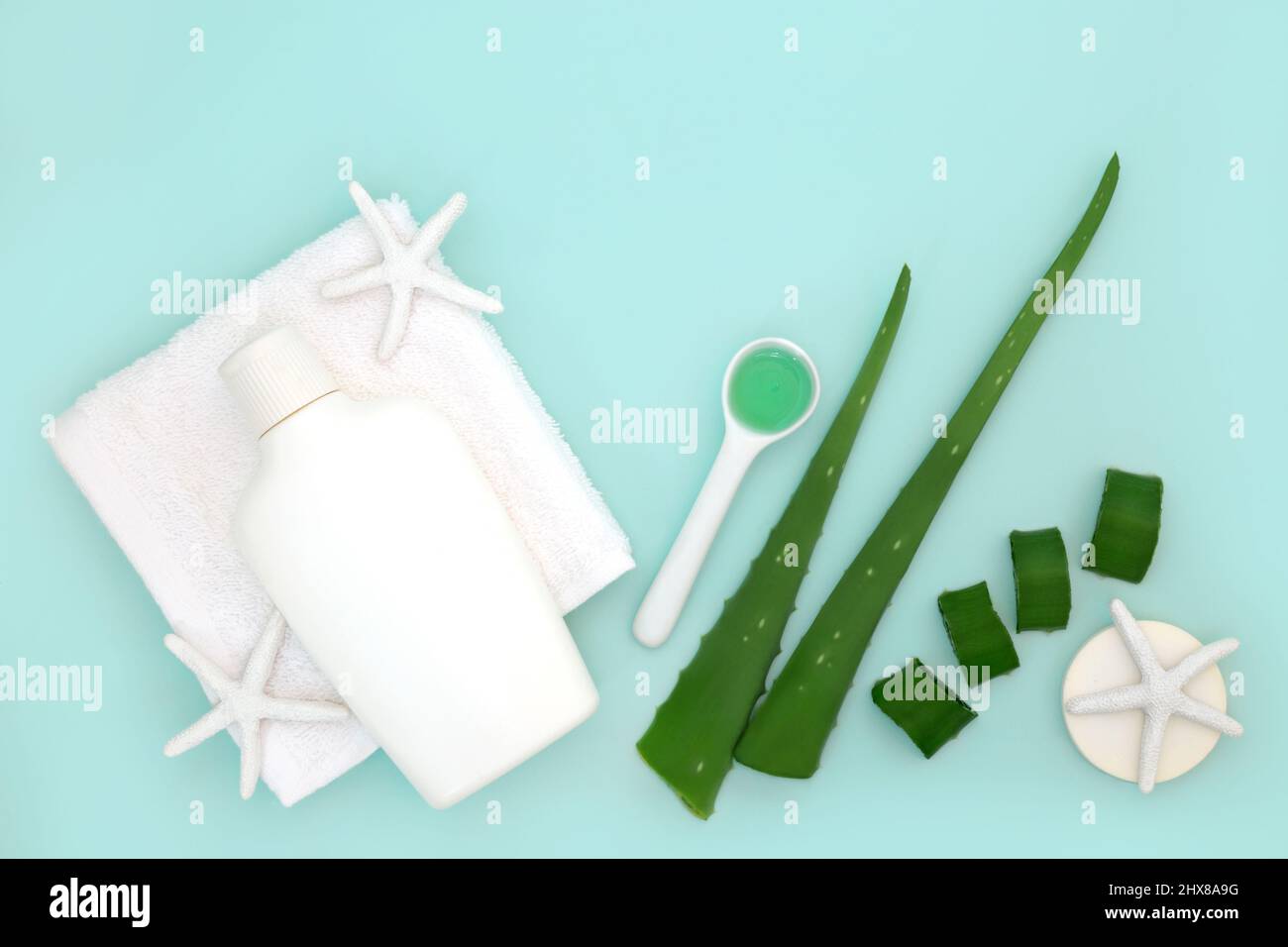 Aloe vera herbal skincare beauty treatment. Natural plant medicine for