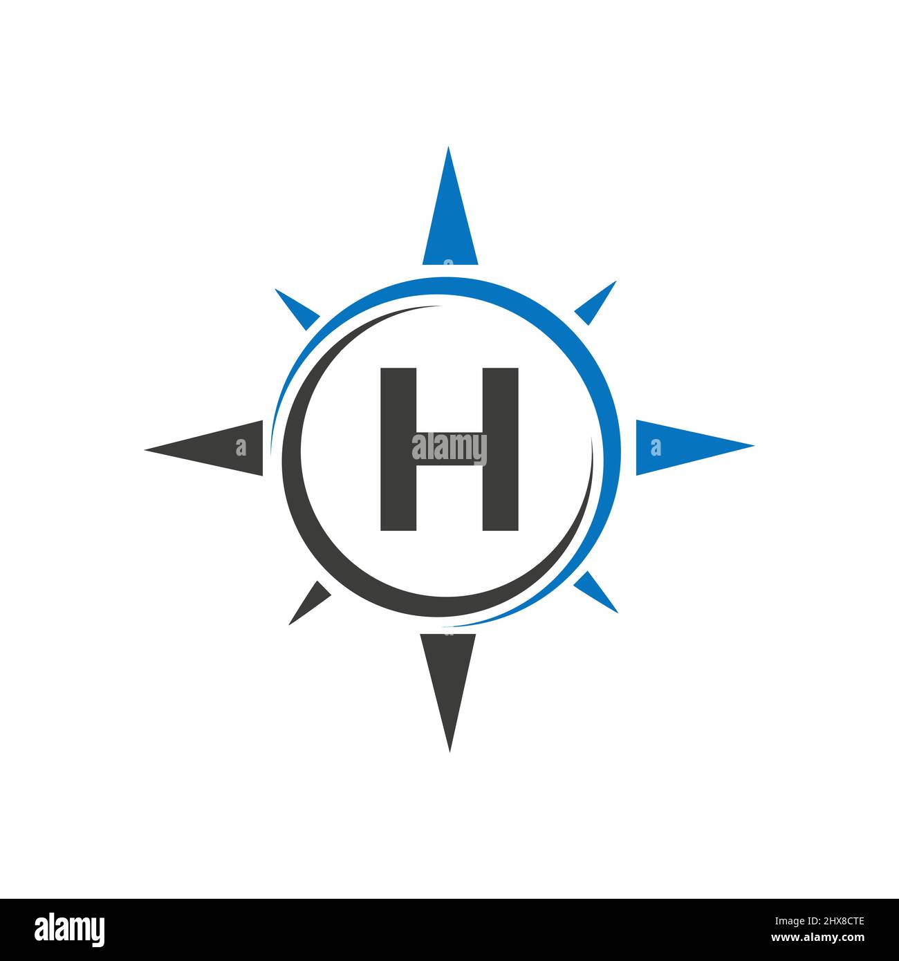 Letter H Compass Logo Compass Logo Design On Letter H Concept. Letter H Compass Adventure ...
