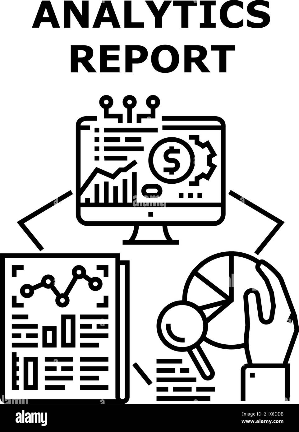 Analytics Report Vector Concept Black Illustration Stock Vector Image ...