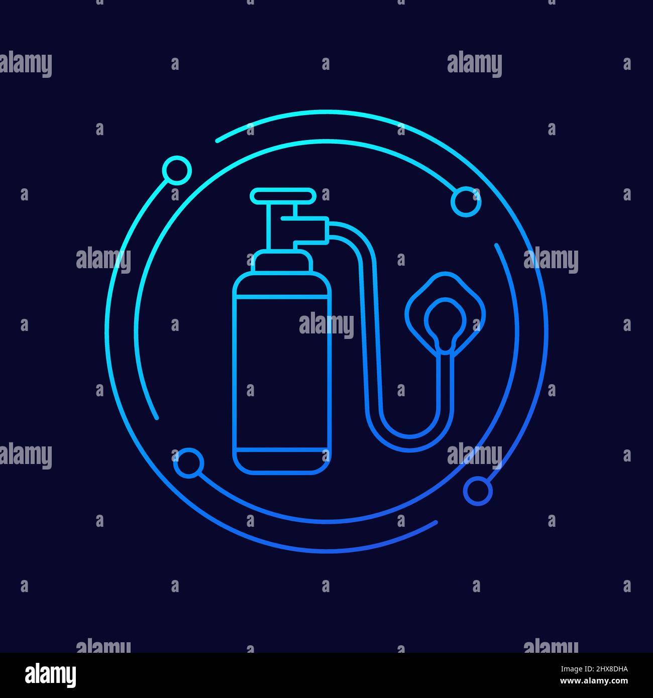 oxygen tank with mask line vector icon Stock Vector