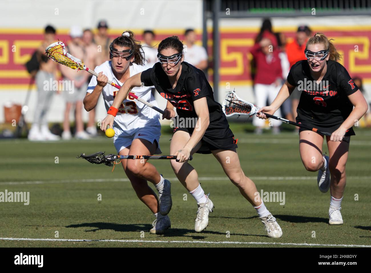 Princeton Tigers defender Marge Donovan (33) and Southern California
