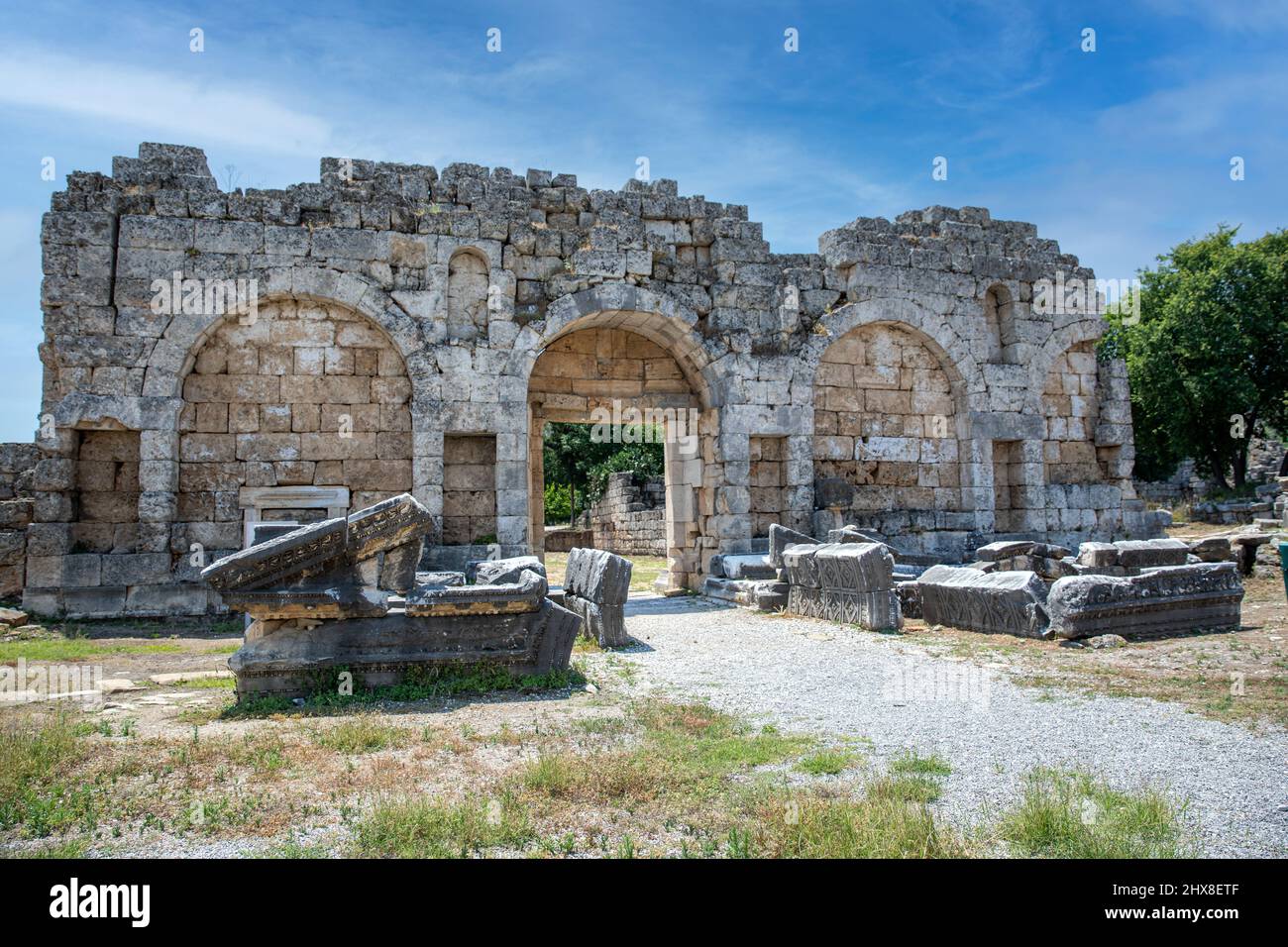 Perge ancient city ruins, Aksu, Antalya, Turkey. Stock Photo