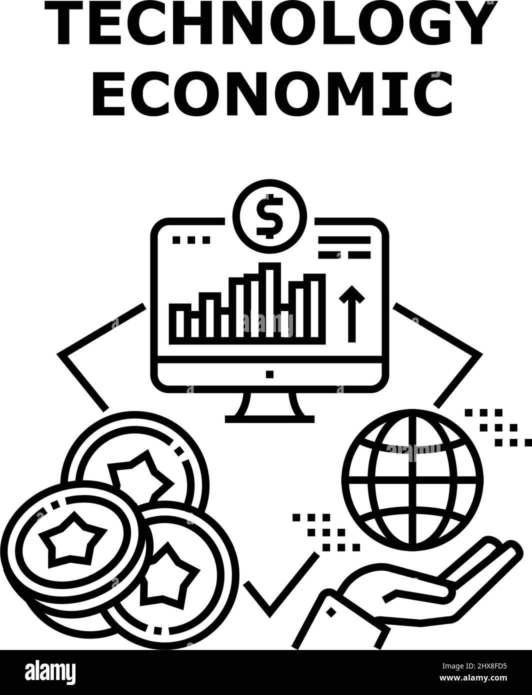 Economic Technology Vector Concept Black Illustration Stock Vector ...