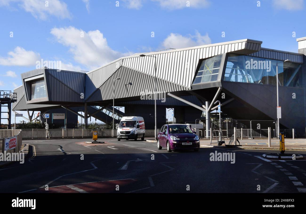 Feature on Port Talbot and Aberafan, asking how the town has survived the pandemic. Port Talbot Parkway Railway station  Picture by Richard Williams P Stock Photo