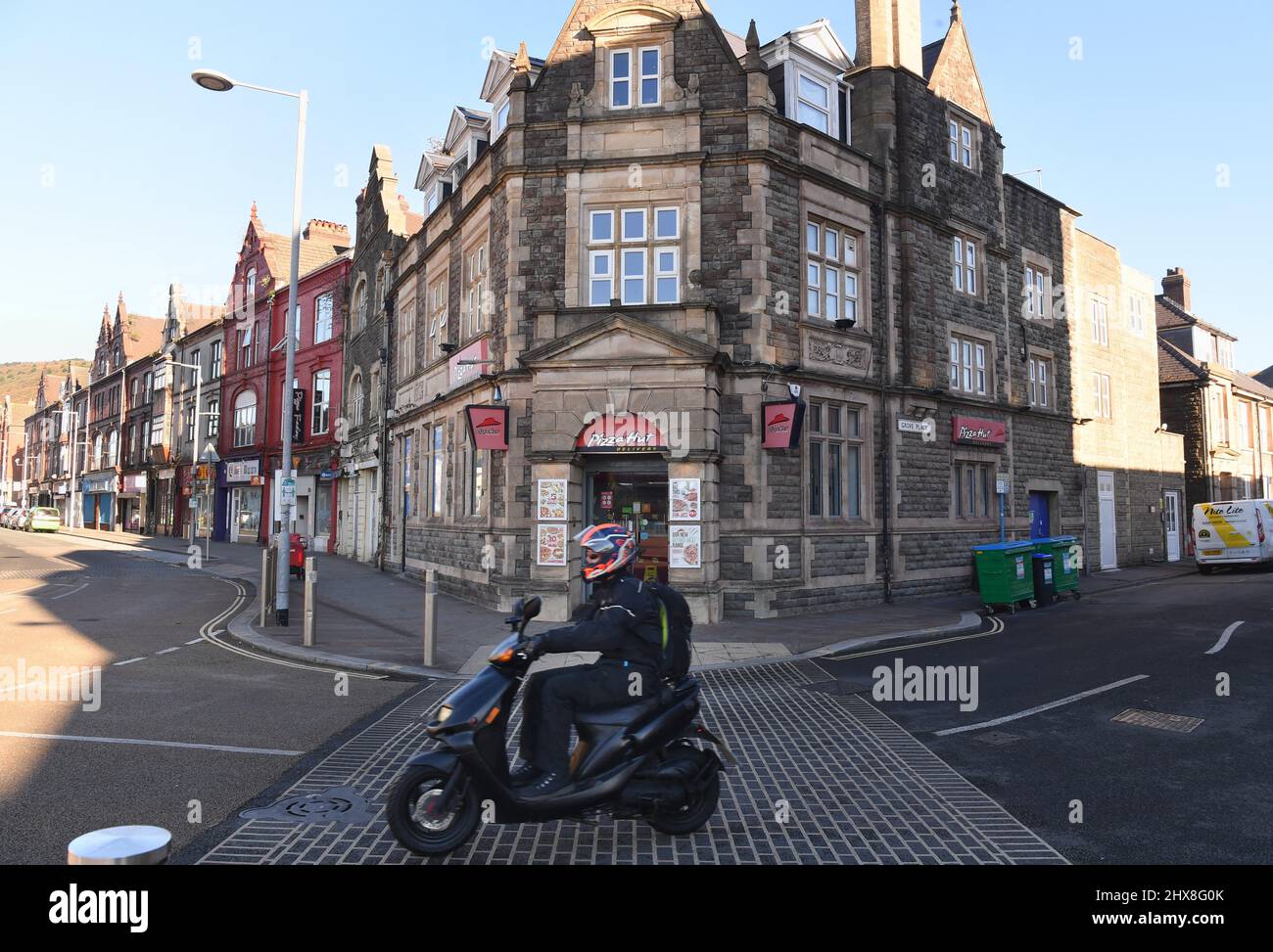 Feature on Port Talbot and Aberafan, asking how the town has survived the pandemic. Shops and buildings on Station Road, Port Talbot, Pizza Hut   Pict Stock Photo