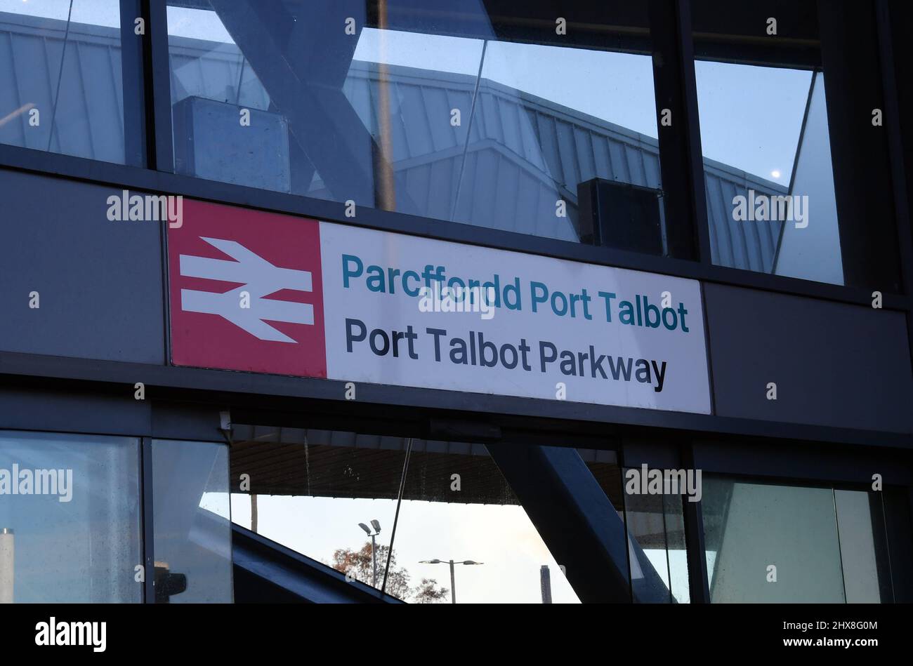 Feature on Port Talbot and Aberafan, asking how the town has survived the pandemic. Port Talbot Parkway Railway station   Picture by Richard Williams Stock Photo