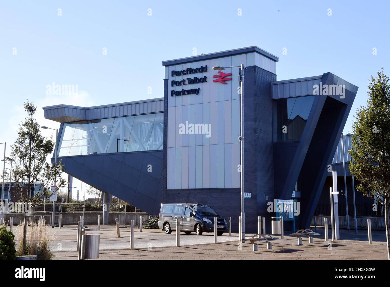 Feature on Port Talbot and Aberafan, asking how the town has survived the pandemic. Port Talbot Parkway Railway station   Picture by Richard Williams Stock Photo