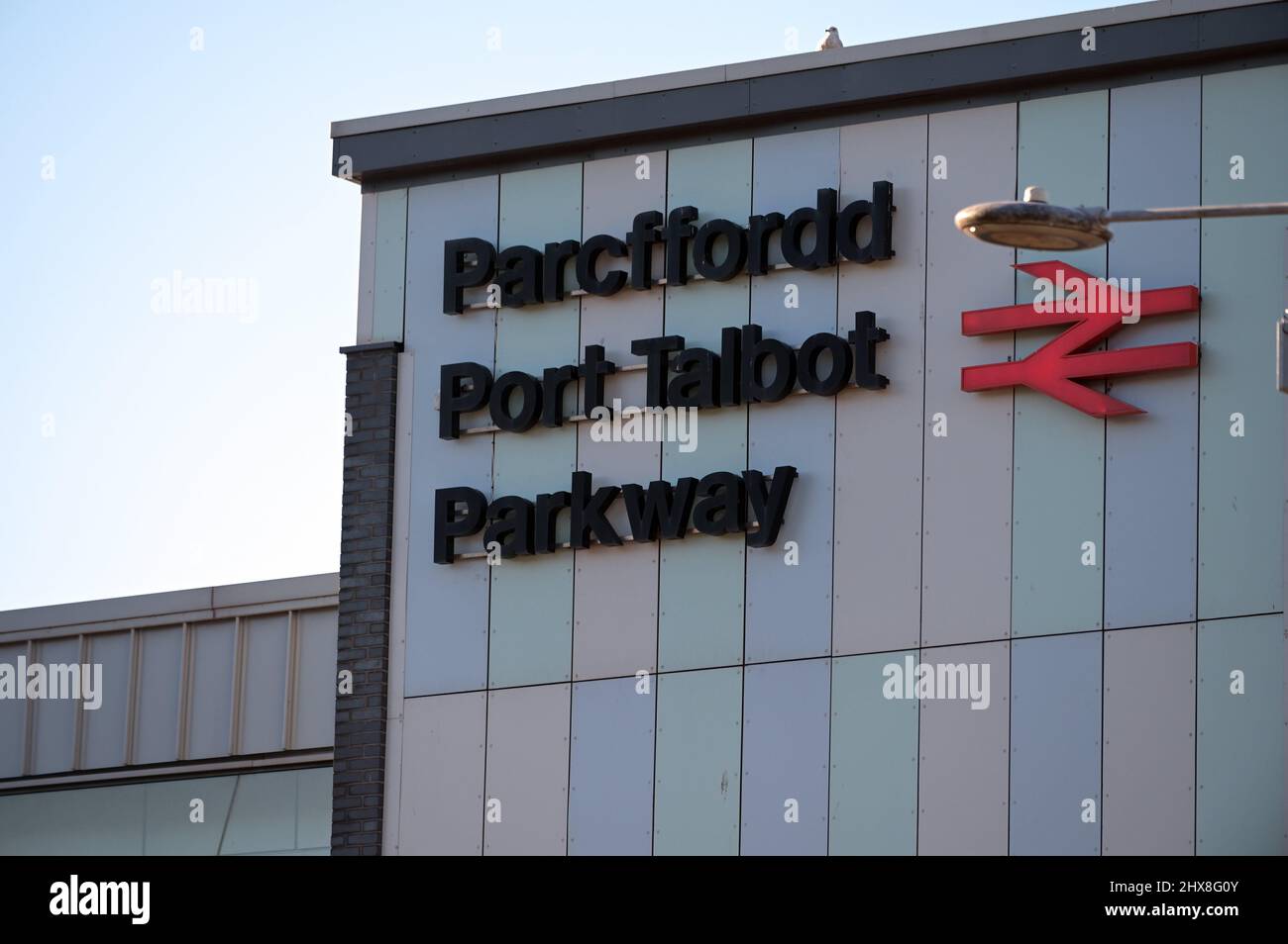 Feature on Port Talbot and Aberafan, asking how the town has survived the pandemic. Port Talbot Parkway Railway station   Picture by Richard Williams Stock Photo