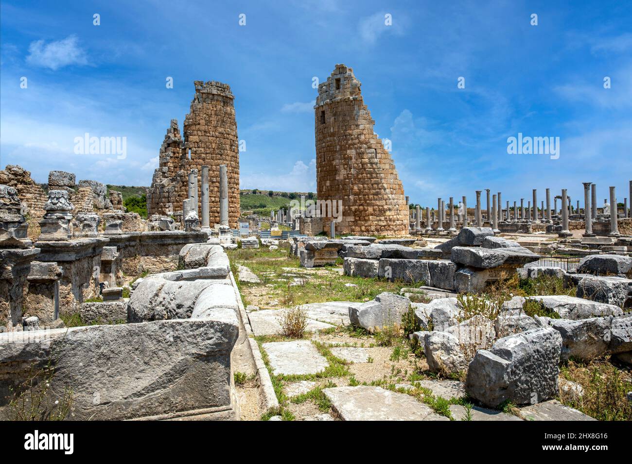 Perge ancient city ruins, Aksu, Antalya, Turkey Stock Photo - Alamy