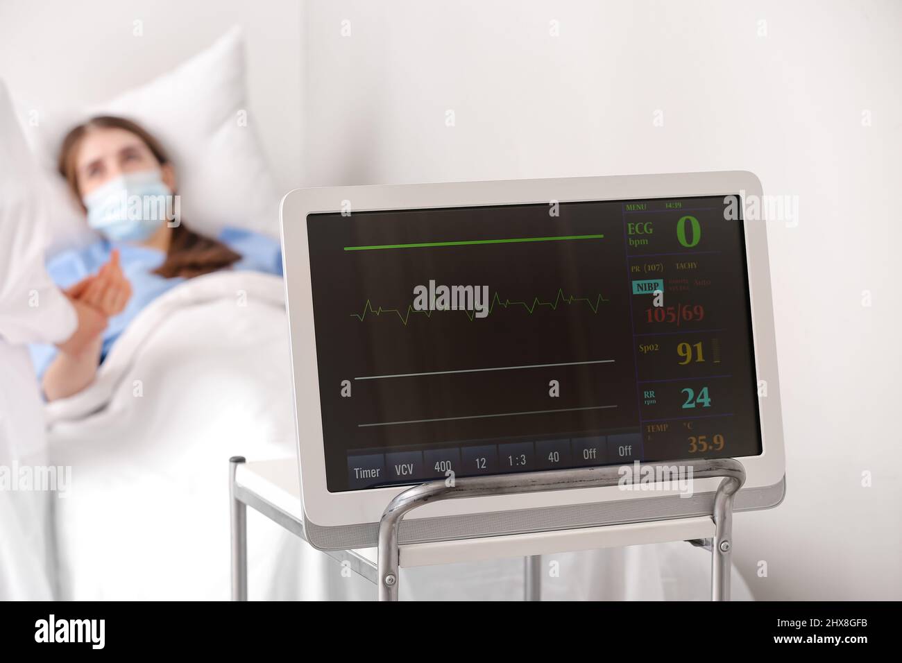 Modern heart rate monitor in hospital Stock Photo Alamy
