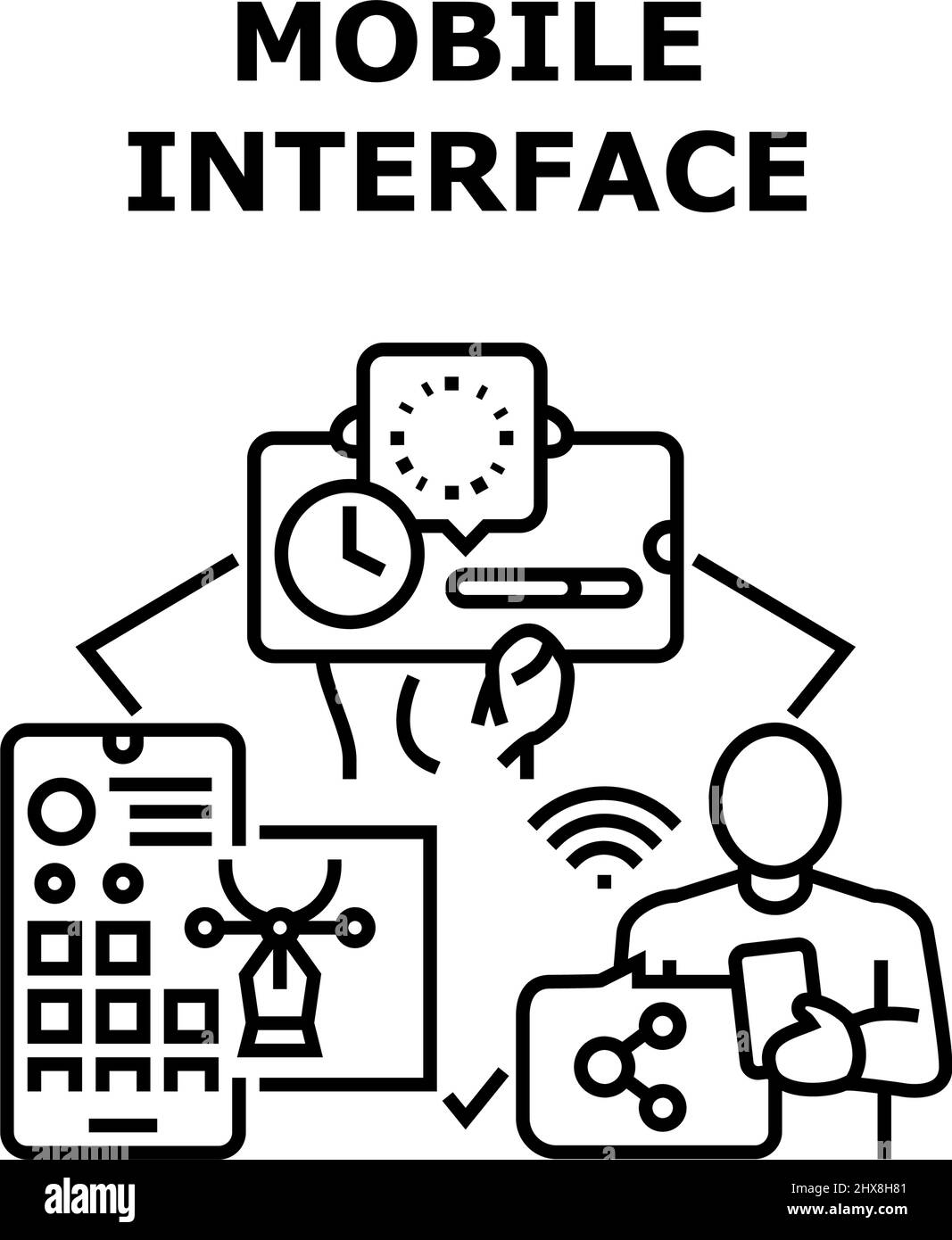 Mobile Interface Vector Concept Black Illustration Stock Vector Image ...