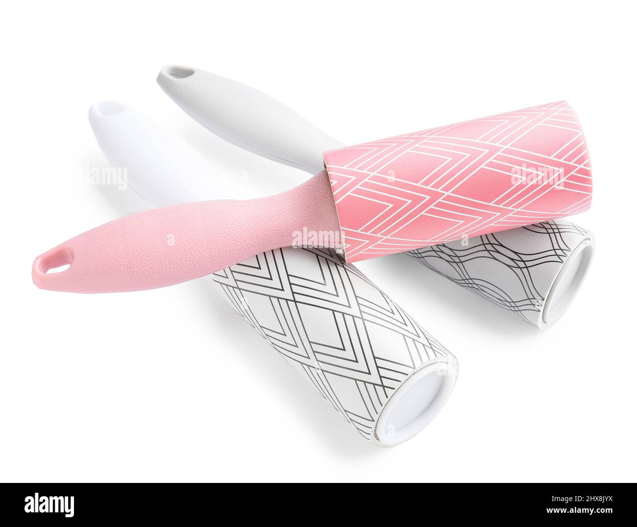 New lint rollers on white background Stock Photo Alamy