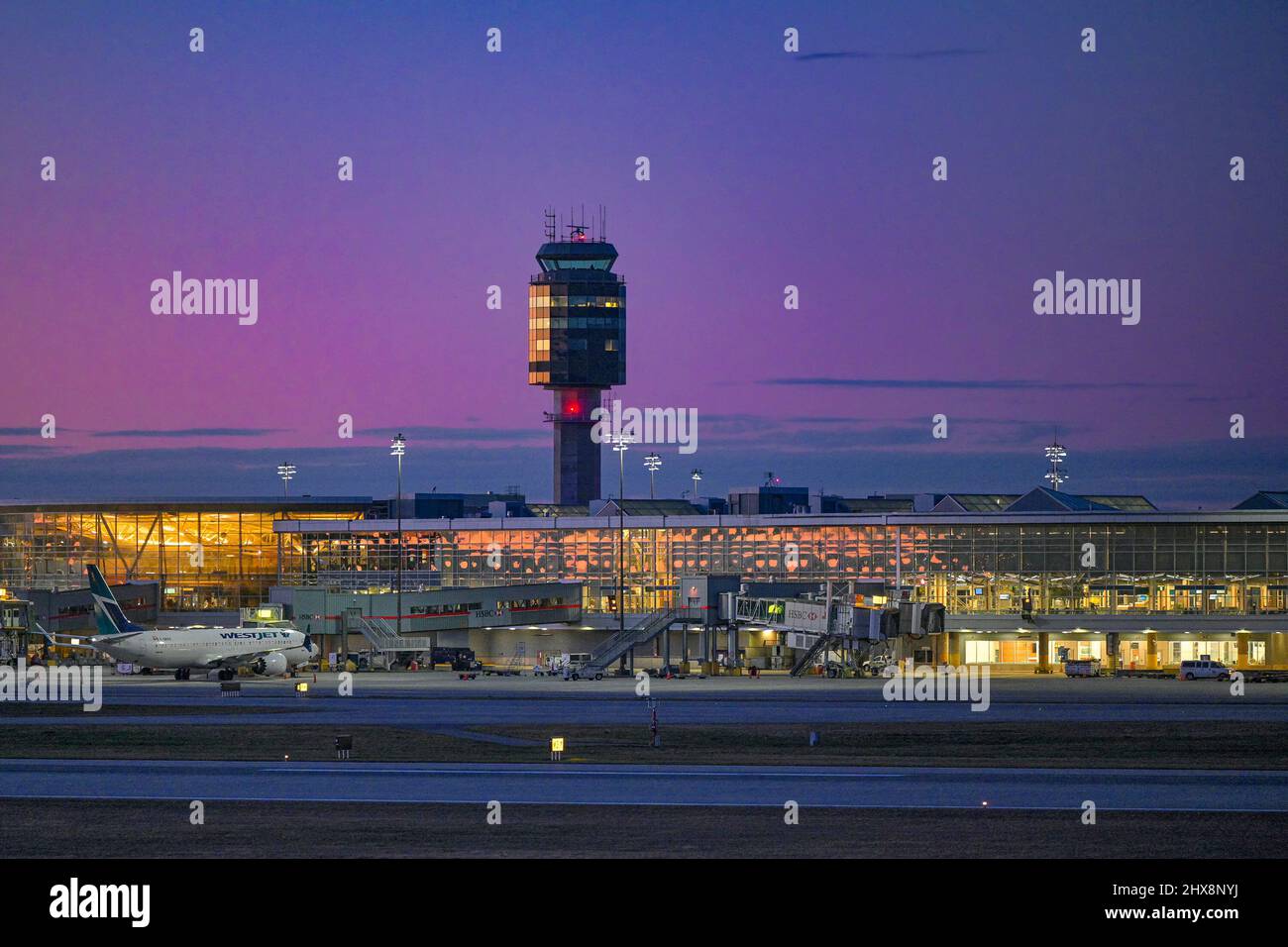 Air Traffic Control Tower, YVR, Vancouver International Airport, Richmond, British Columbia, Canada Stock Photo