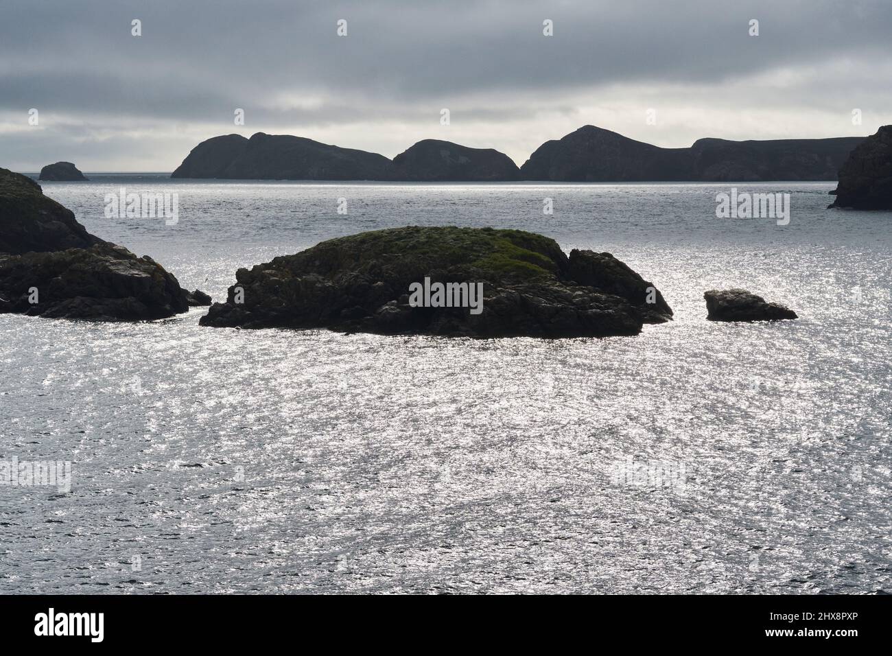 View from the Pembrokeshire Coast Path, near St David's, Wales Stock Photo