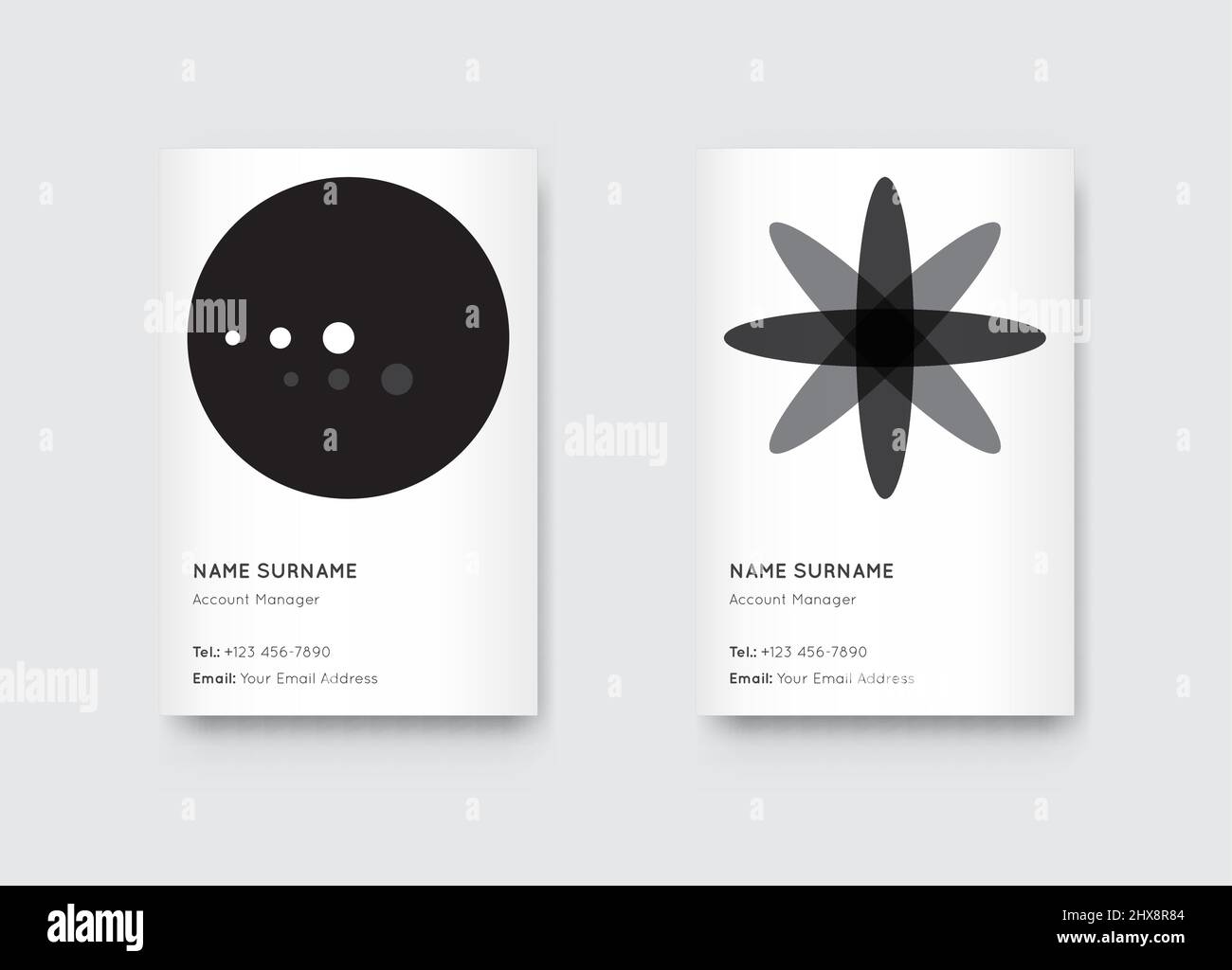 Vector Minimal Black and White Graphic Trendy Vertical Business Cards ...