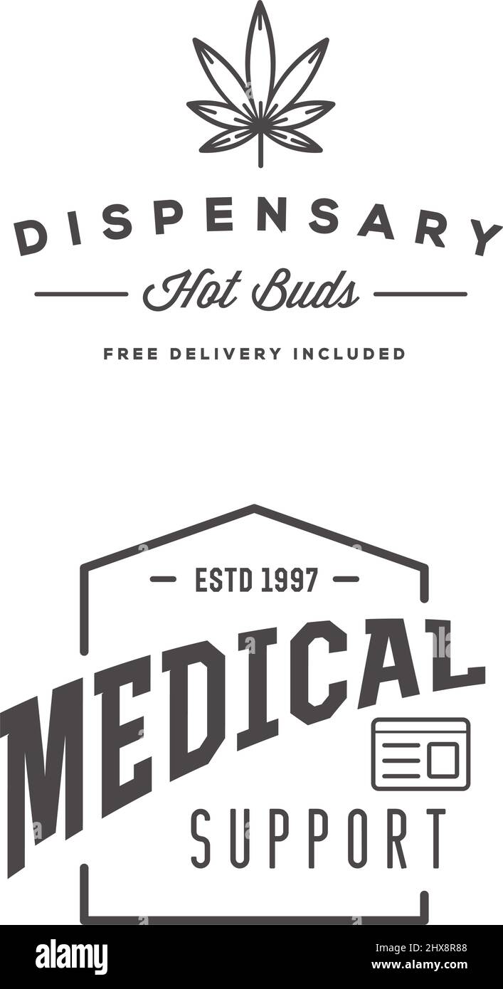 Set of Medical Cannabis Marijuana Sign or Label Template in Vector. Can ...