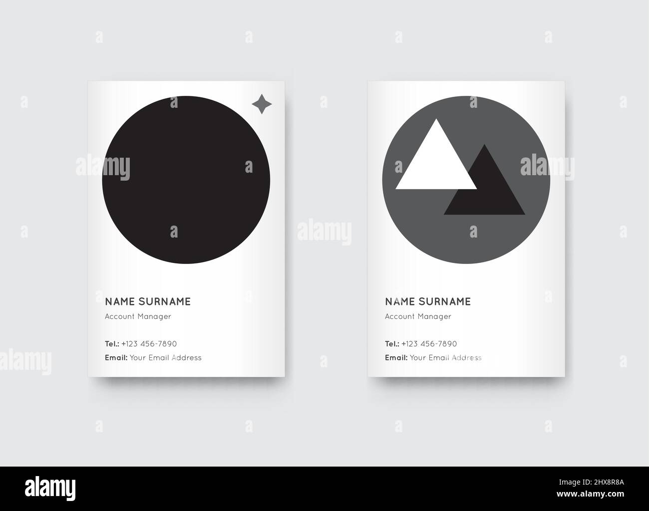 Vector Minimal Black and White Graphic Trendy Vertical Business Cards ...