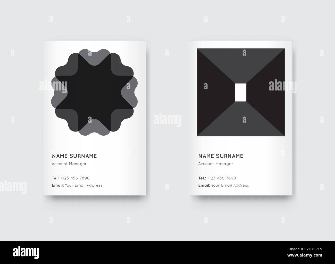 Vector Minimal Black and White Graphic Trendy Vertical Business Cards ...