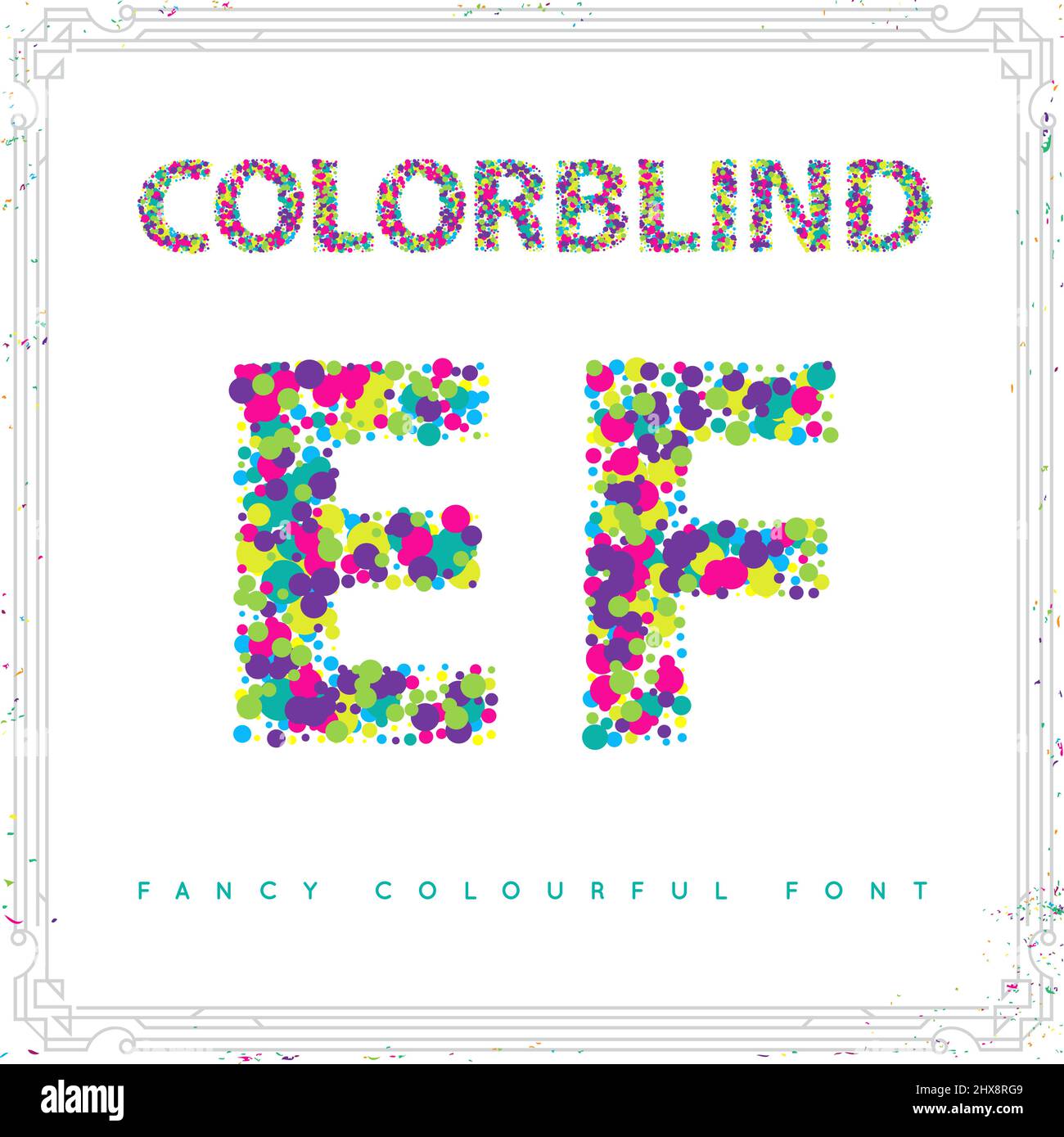Set of Colorblind Style Font in Vector. Fresh trendy colors. Stock Vector
