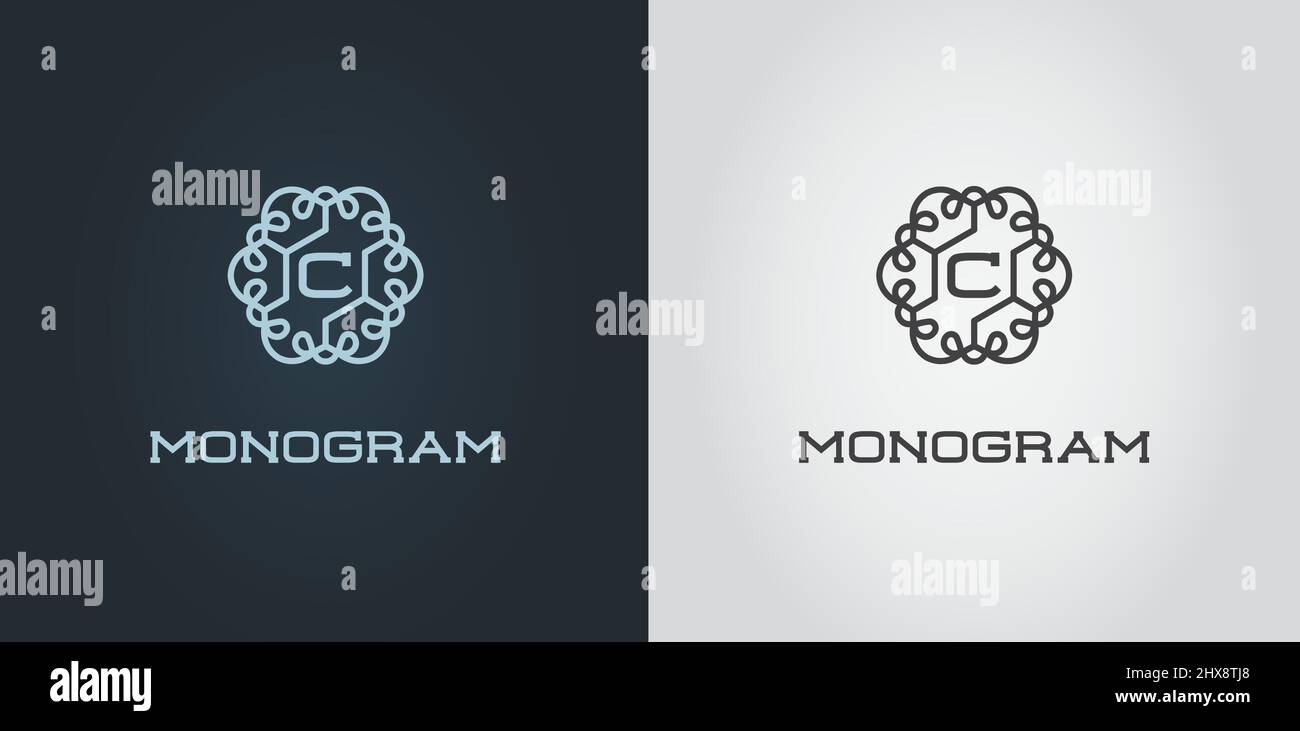 Set of Compact Monogram Design Template with Letter Vector Illustration ...