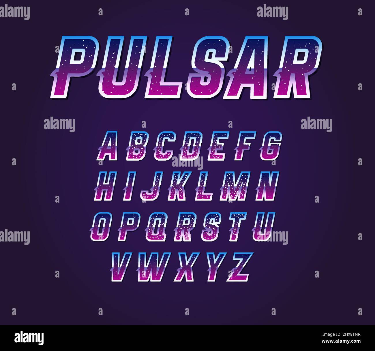 80s Retro Sci-Fi Universe Pulsar Font Alphabet Vector Set Stock Vector  Image & Art - Alamy