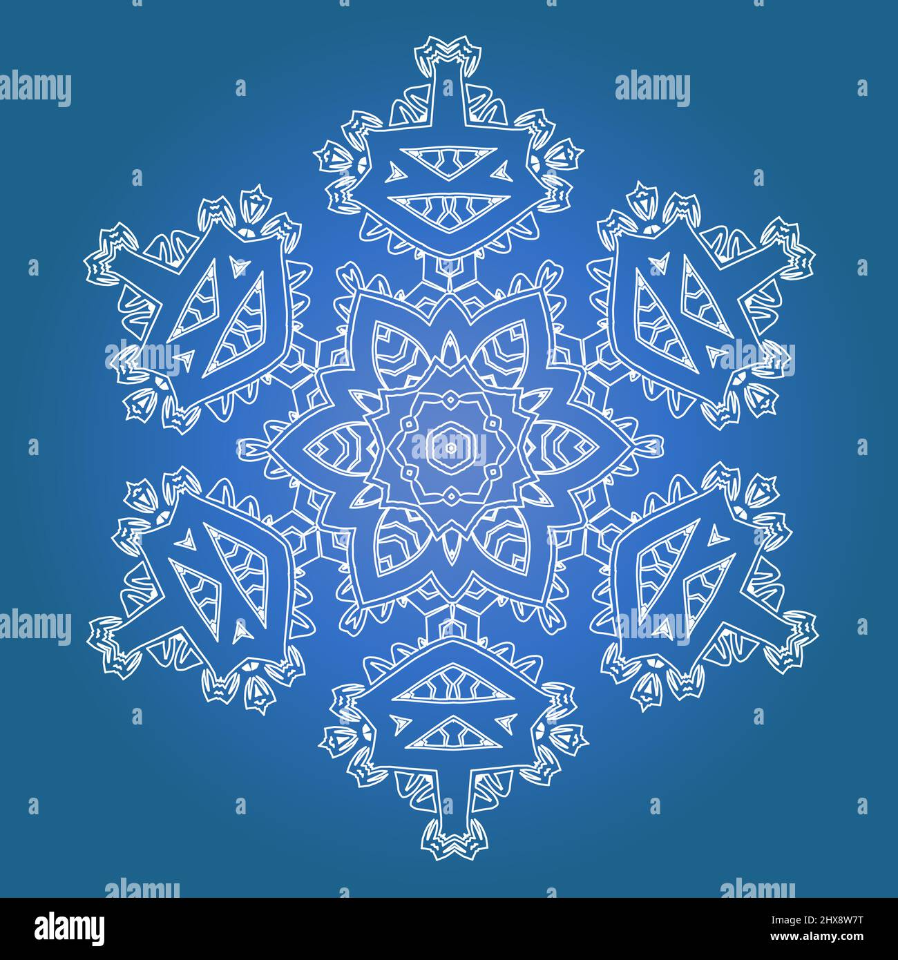 Ethnic Psychedelic Fractal Mandala Vector Meditation looks like Snowflake Stock Vector