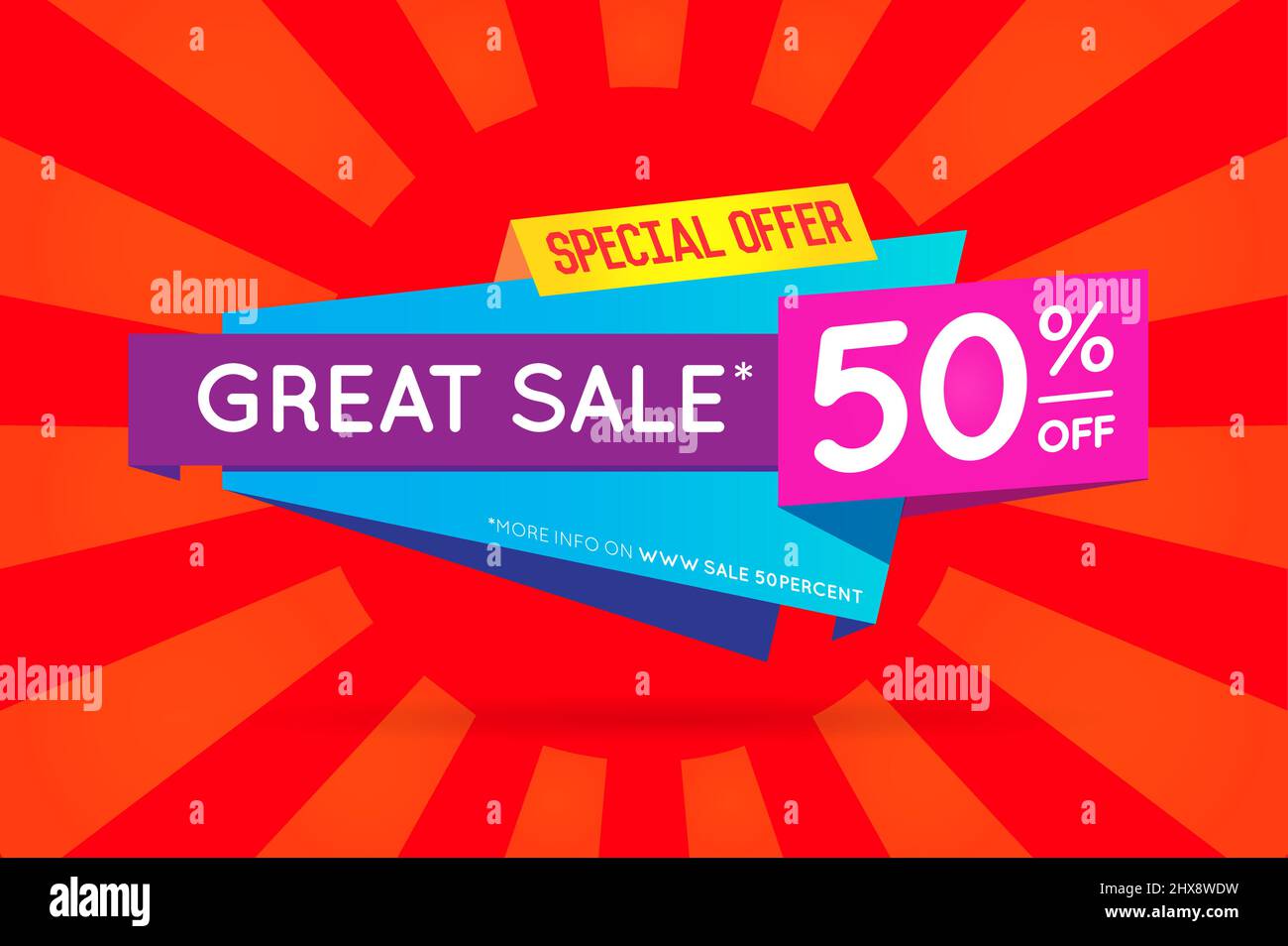 Sale Sign Banner Poster ready for Web and Print. Vector. Super, Mega, Huge Sale with Special Offer Stock Vector