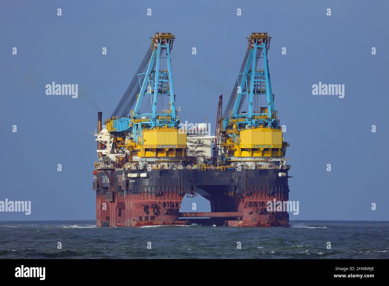 The crane ship Saipem 7000 arrives in the port of Rotterdam on January 30, 2022. Stock Photo