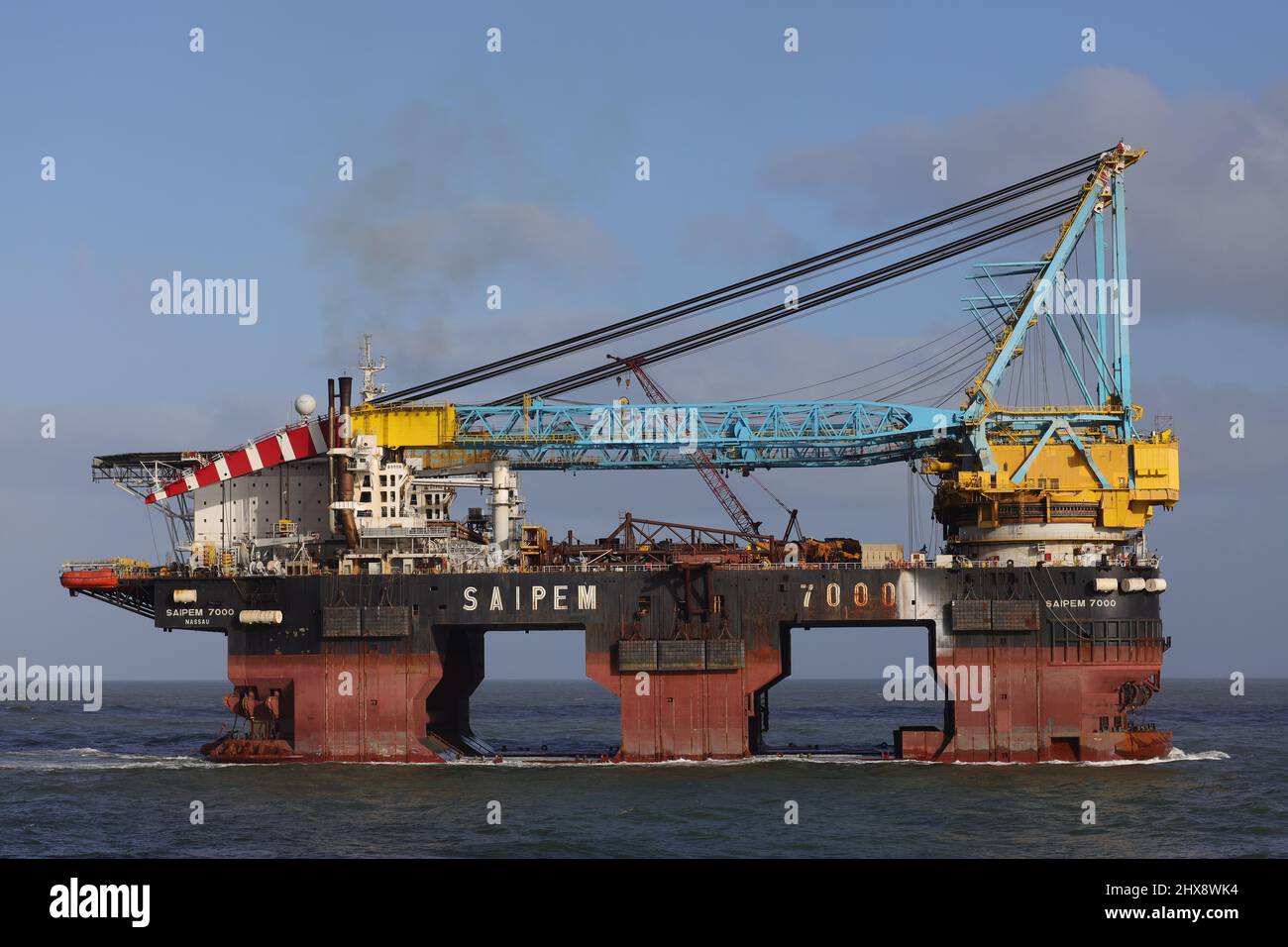 The crane ship Saipem 7000 arrives in the port of Rotterdam on January ...