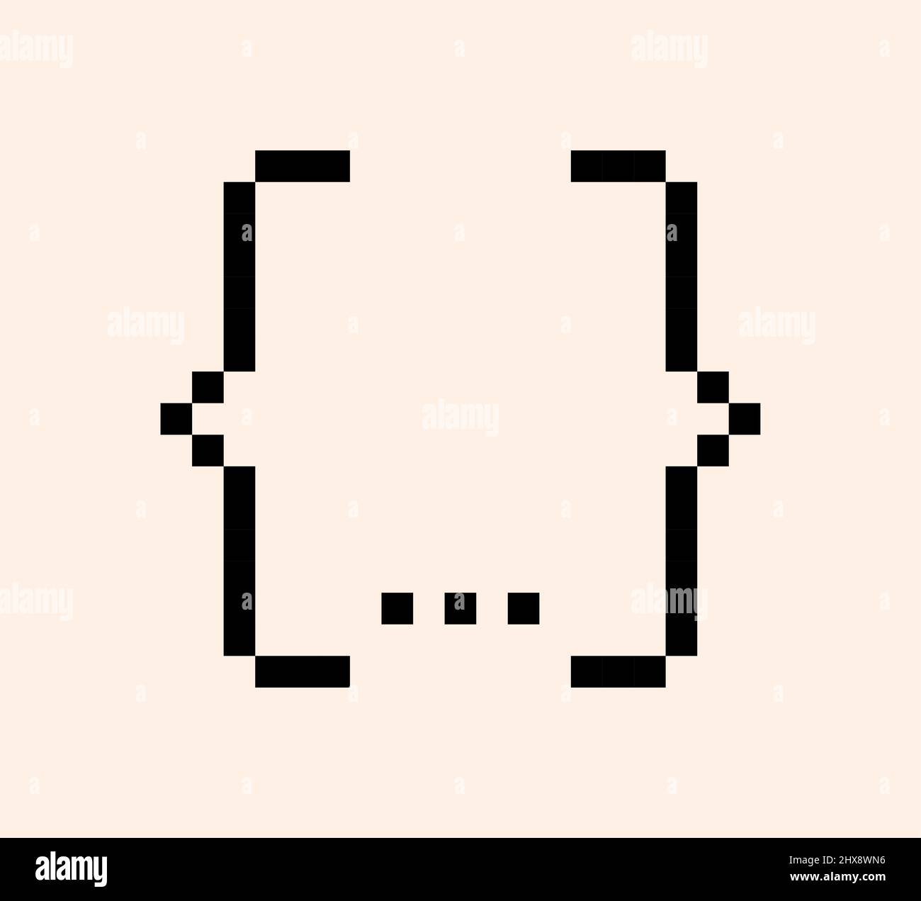 Square digital curly braces black icon. Modern brackets symbol for