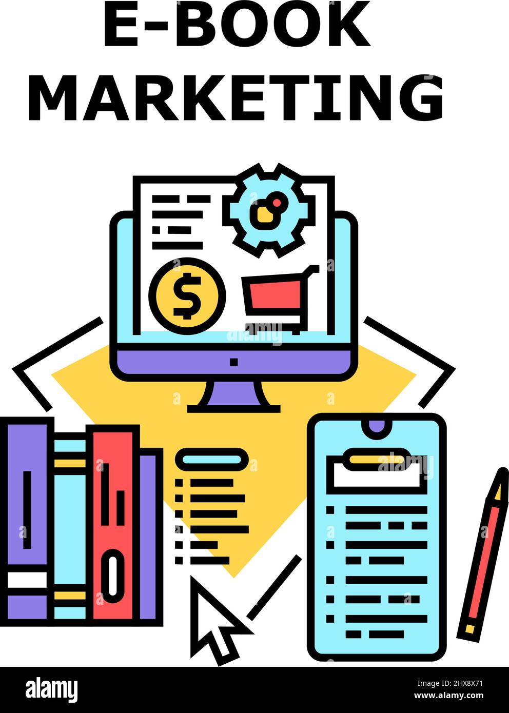 Ebook Marketing Vector Concept Color Illustration Stock Vector Image