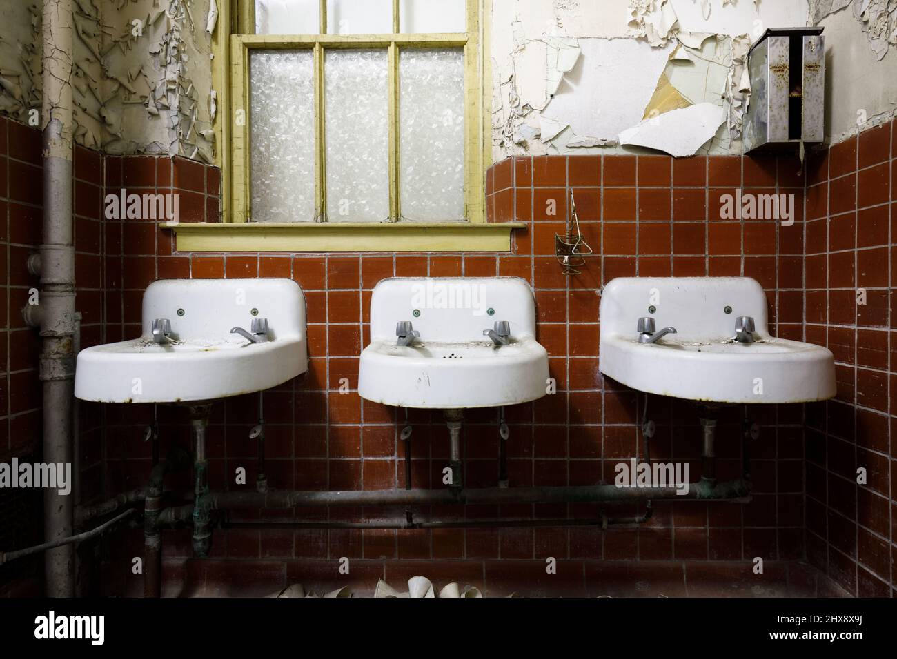 Vintage bathrooms sinks. Stock Photo