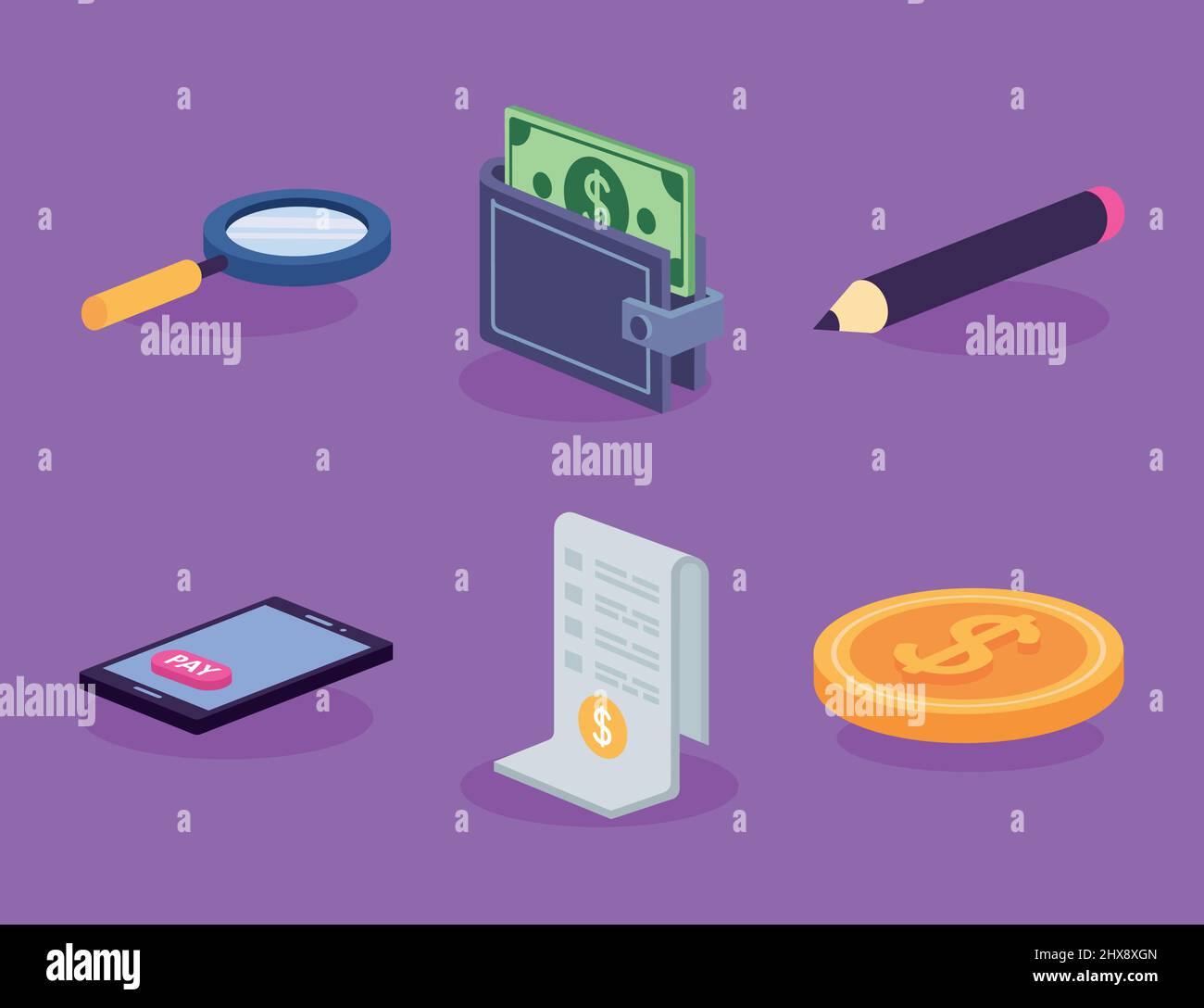 financial and economy isometric set icons Stock Vector Image & Art - Alamy