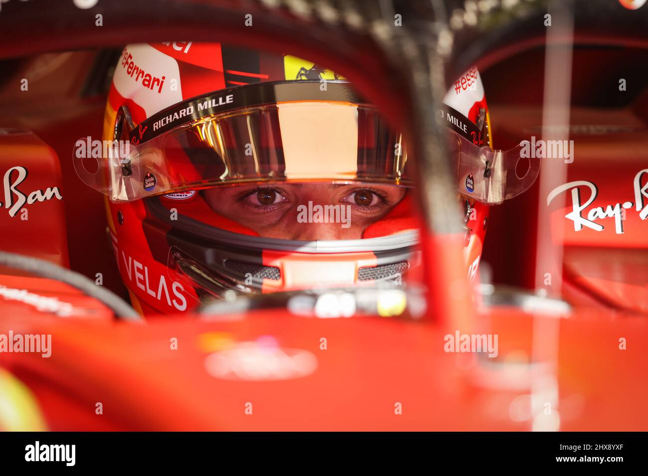 SAINZ Carlos (spa), Scuderia Ferrari F1-75, portrait during the Formula 1 Aramco pre-season testing prior the 2022 FIA Formula One World Championship, on the Bahrain International Circuit, from March 10 to 12, 2022 in Sakhir, Bahrain - Photo Antonin Vincent / DPPI Stock Photo