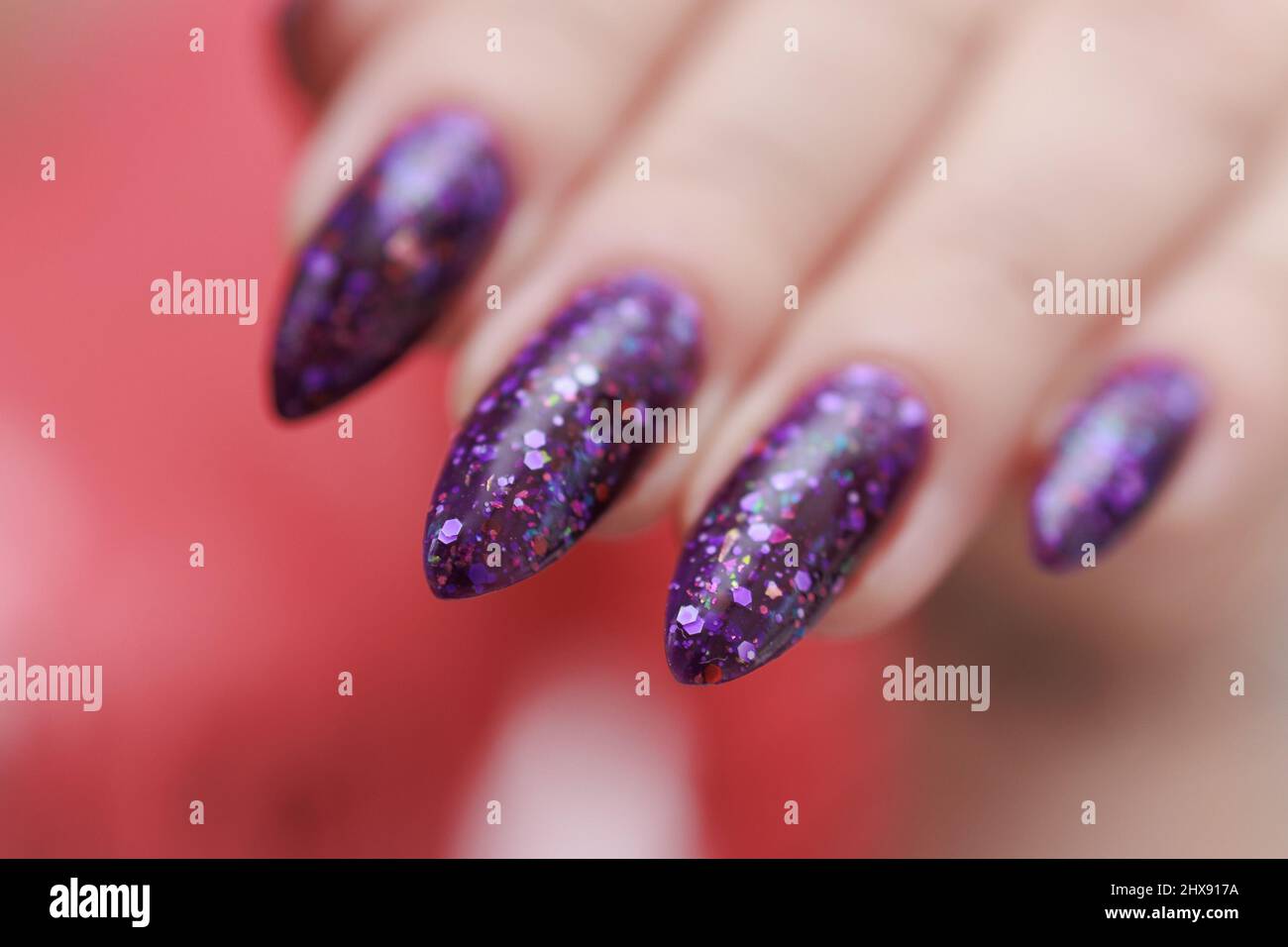 Female hand with long nails and purple plum manicure holds a bottle of nail polish Stock Photo - Alamy Female hand with long nails and purple plum manicure holds a bottle of nail polish Stock Photo - Alamy