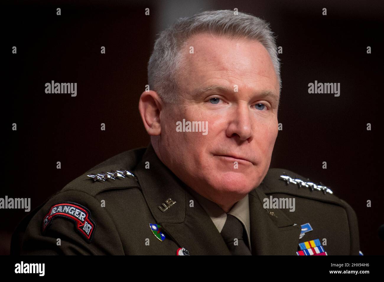 Washington, United States Of America. 10th Mar, 2022. General Paul LaCamera, Commander, United Nations Command/Combined Forces Command/United States Forces Korea, responds to questions from Senators during a Senate Committee on Armed Services hearing to examine the posture of the United States Indo-Pacific Command and United States Forces Korea, in the Dirksen Senate Office Building in Washington, DC, Thursday, March 10, 2022. Credit: Rod Lamkey/CNP/Sipa USA Credit: Sipa USA/Alamy Live News Stock Photo