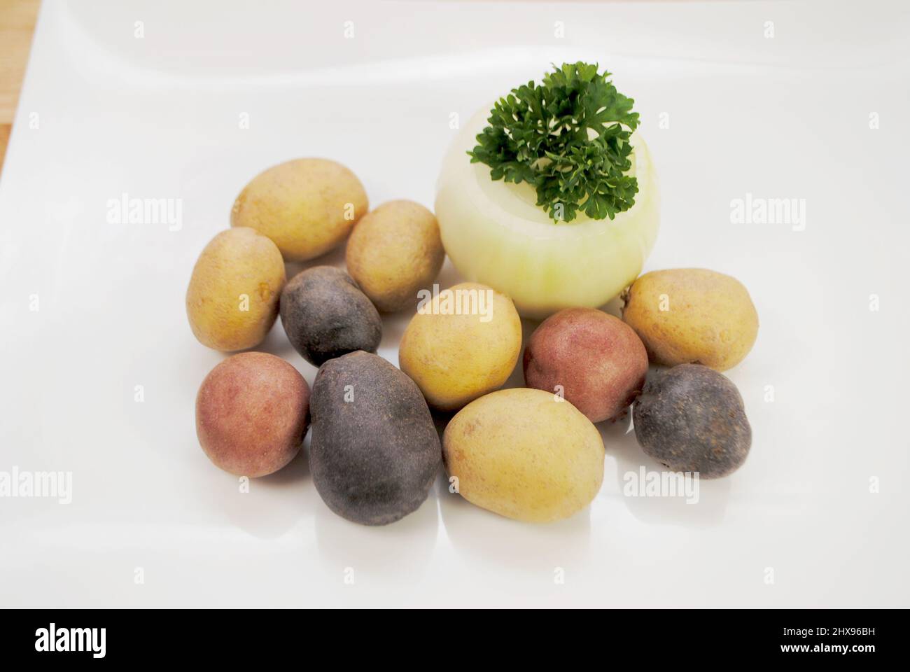 Close-Up of Baby Tri-Colored Potatoes Stock Photo