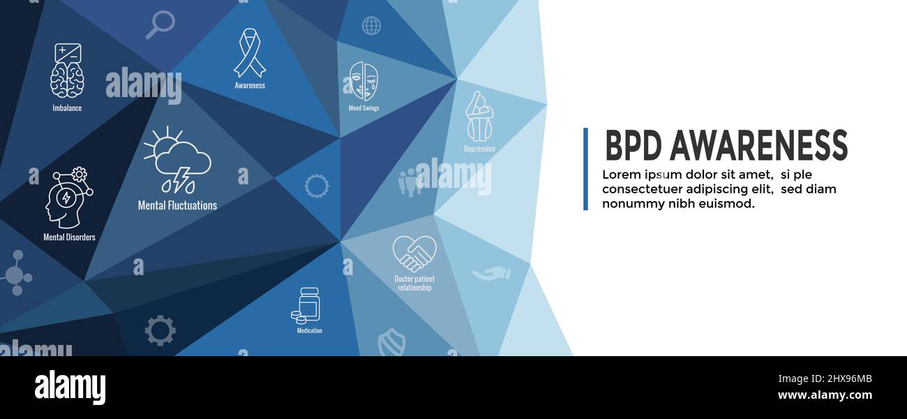 BPD - Borderline Personality Disorder icon set and web header ...