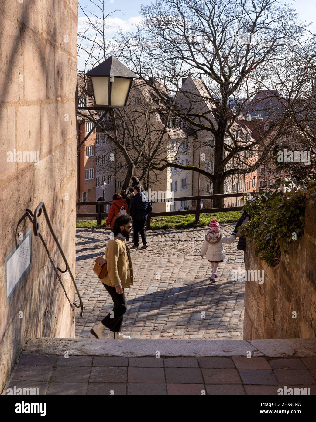 Nuremberg imperial castle located on a hill offers a beautiful view over the city. Stock Photo