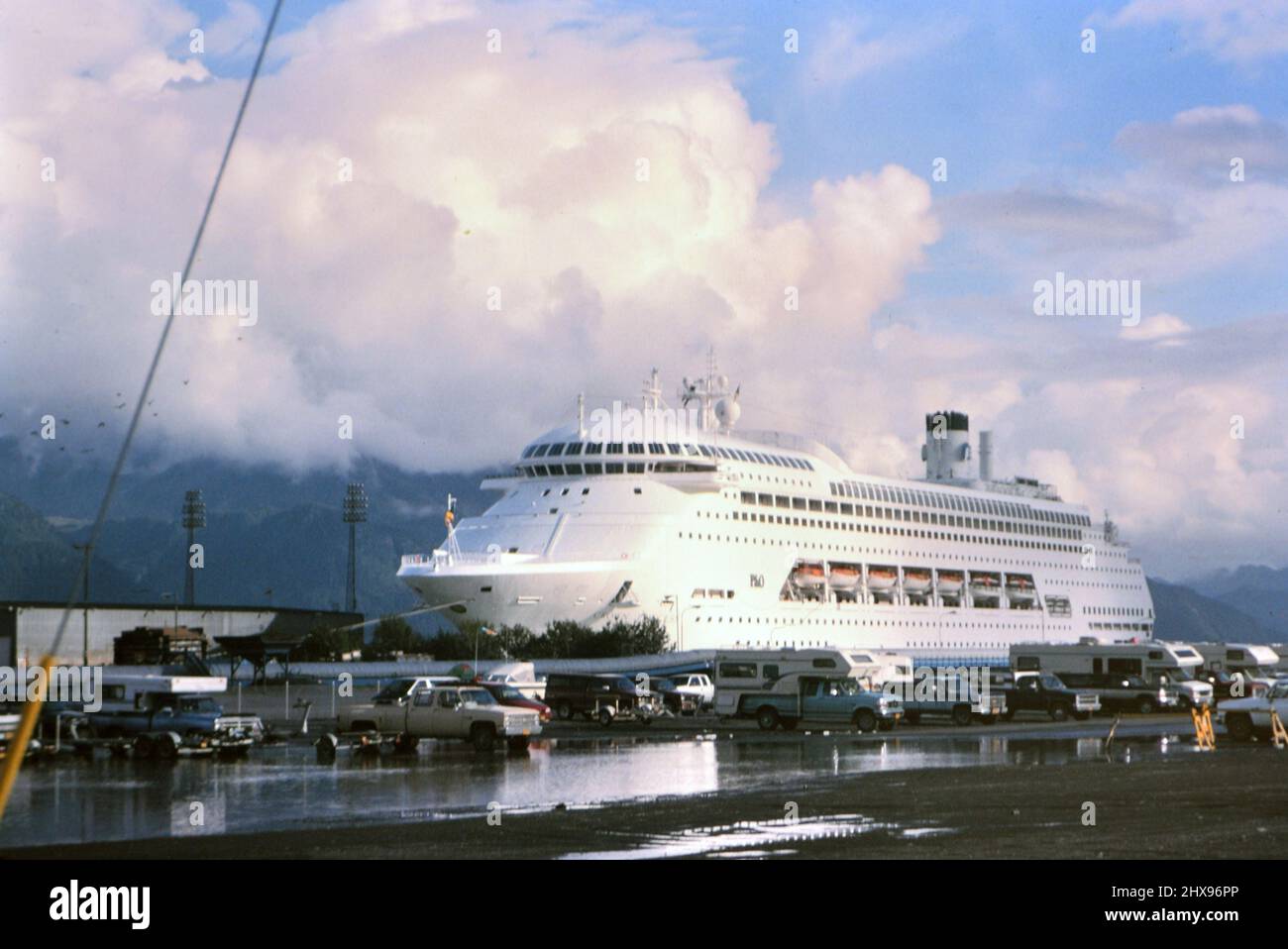 A P&O Cruise Ship docked in an unidentified city ca. 1996 Stock Photo