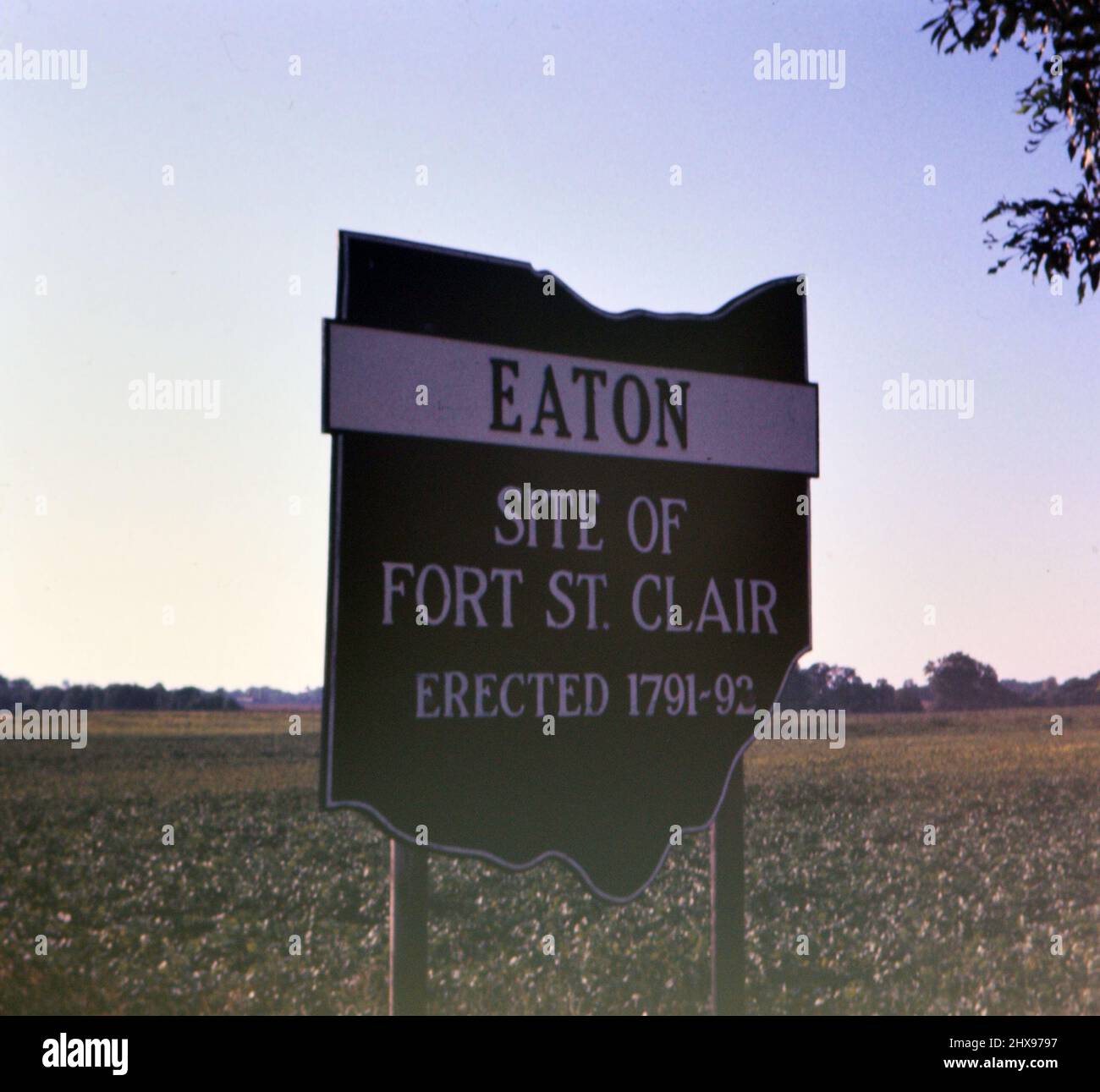 Eaton Ohio Site of Fort St. Claire sign ca. 1973 Stock Photo Alamy