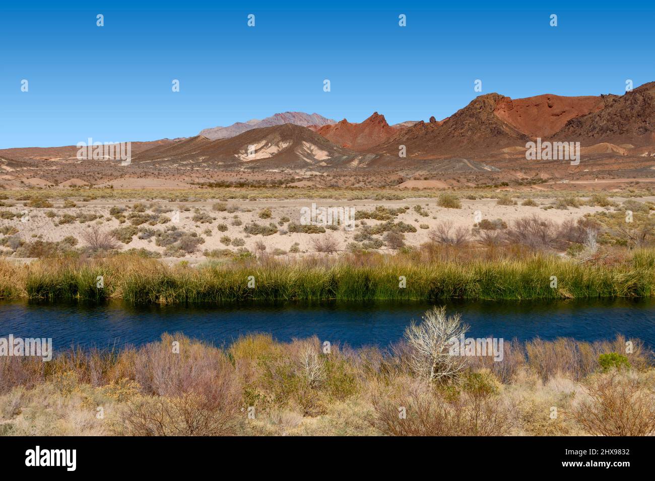 Landscape view of the Las Vegas Wash and mountains Stock Photo