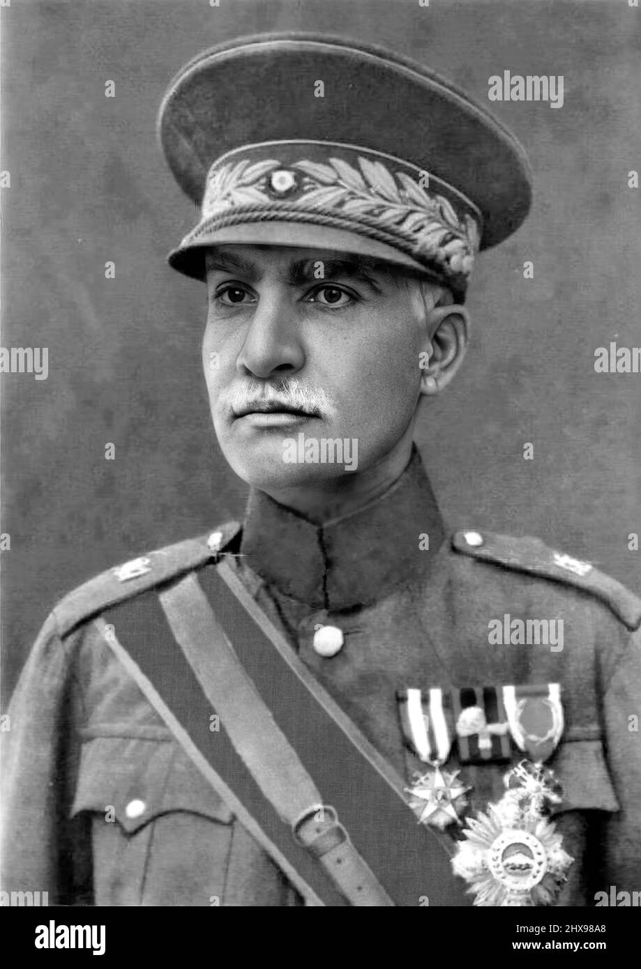 Portrait of the Shah of Iran, Reza Shah Pahlavi (1878-1944) c. 1931 Stock Photo