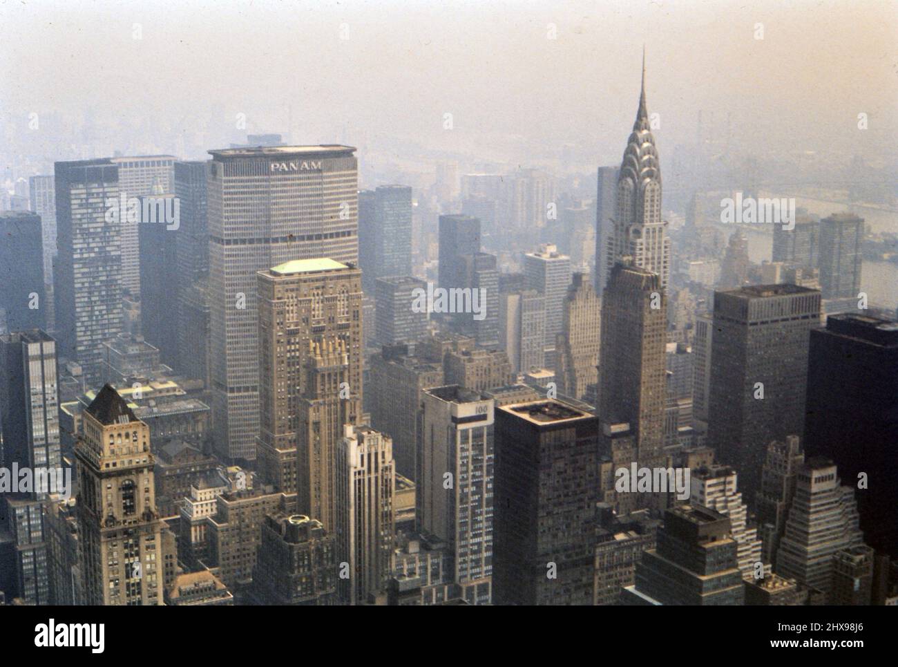 1970s New York City skyline, Pan Am Building to the left of the Chrysler Building ca. 1971-1975 Stock Photo