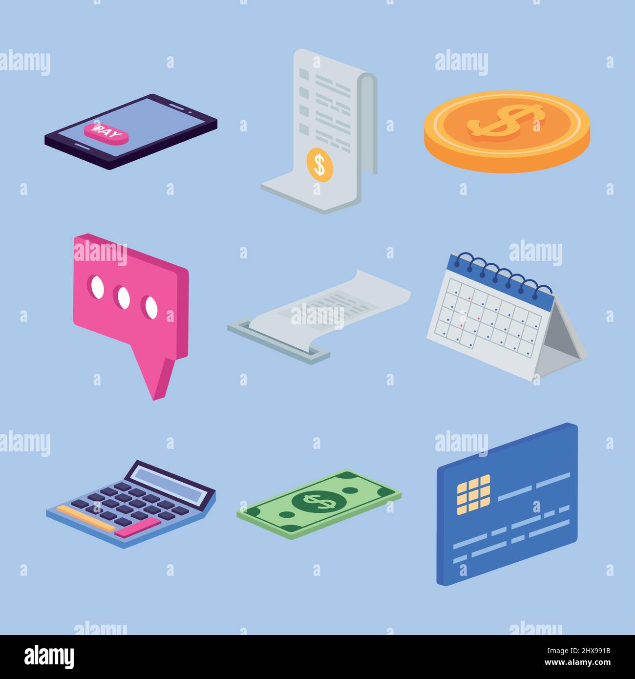 financial and business isometric set icons Stock Vector Image & Art - Alamy